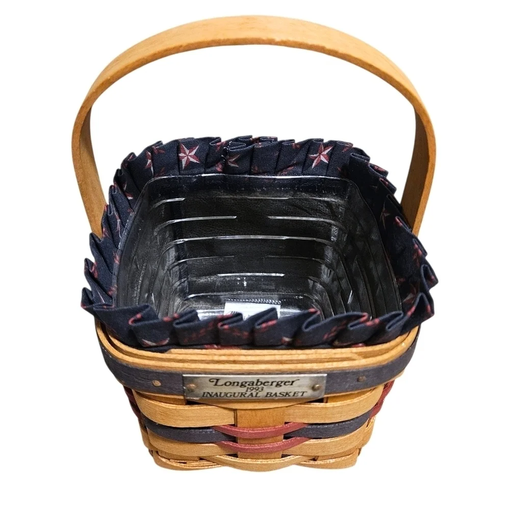 Longaberger 1993 Inaugural Basket Set Signed Red White Blue Americana USA Stars